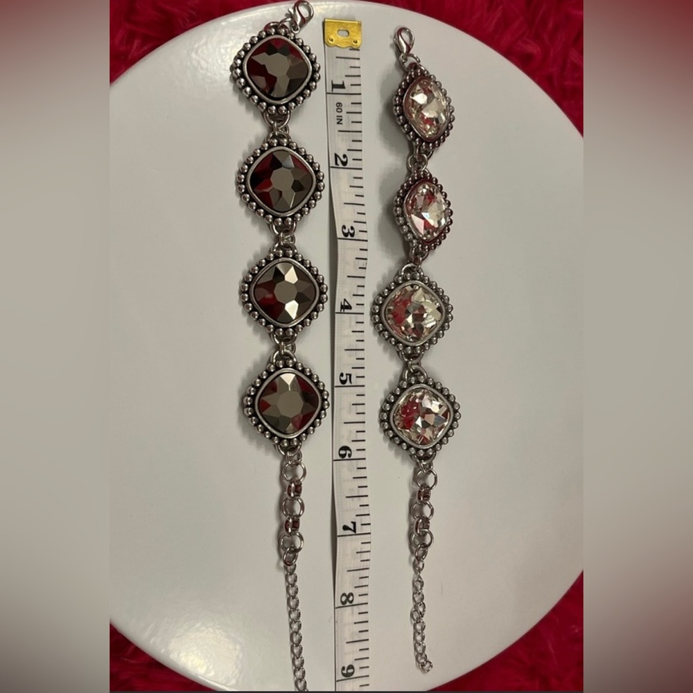 Costume Jeweled Chain Bracelets 
1 Pewter color
1 Silver color